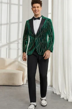 Dark Green Peak Lapel Blazer Masculino Prom Blazer