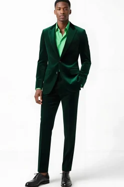 Dark Green Peak Lapela 2 Peça Single Breasted Ternos Masculinos