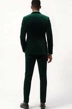Dark Green Peak Lapela 2 Peça Single Breasted Ternos Masculinos
