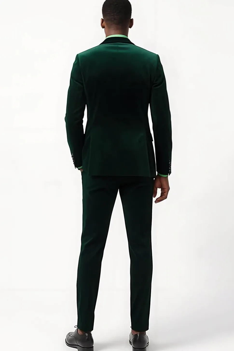 Dark Green Peak Lapela 2 Peça Single Breasted Ternos Masculinos