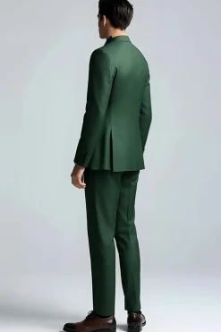 Dark Green Peak Lapela 2 Peças Slim Fit Prom Ternos