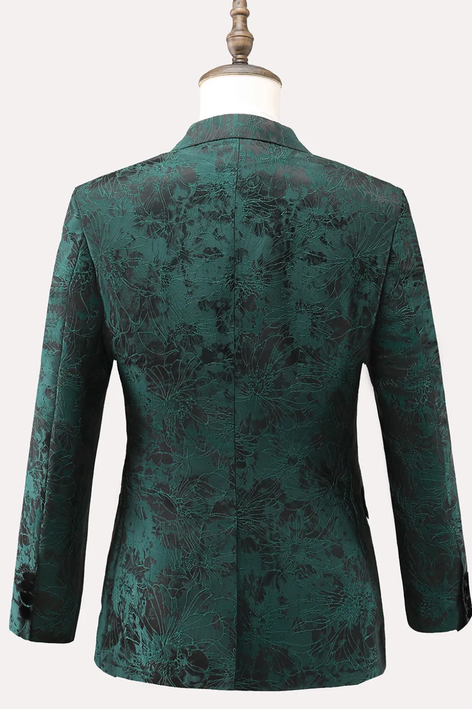 Dark Green Peak Lapela Peito Duplo 2 Peças Jacquard Homens Prom Suits