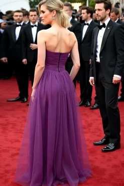 Dark Purple Sweetheart Uma Linha Tulle Gala Dress