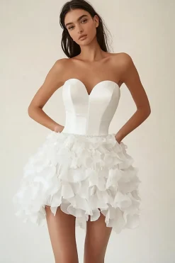 Decote Em Coração Linha-A Cetim Curto/Mini Vestidinho Branco