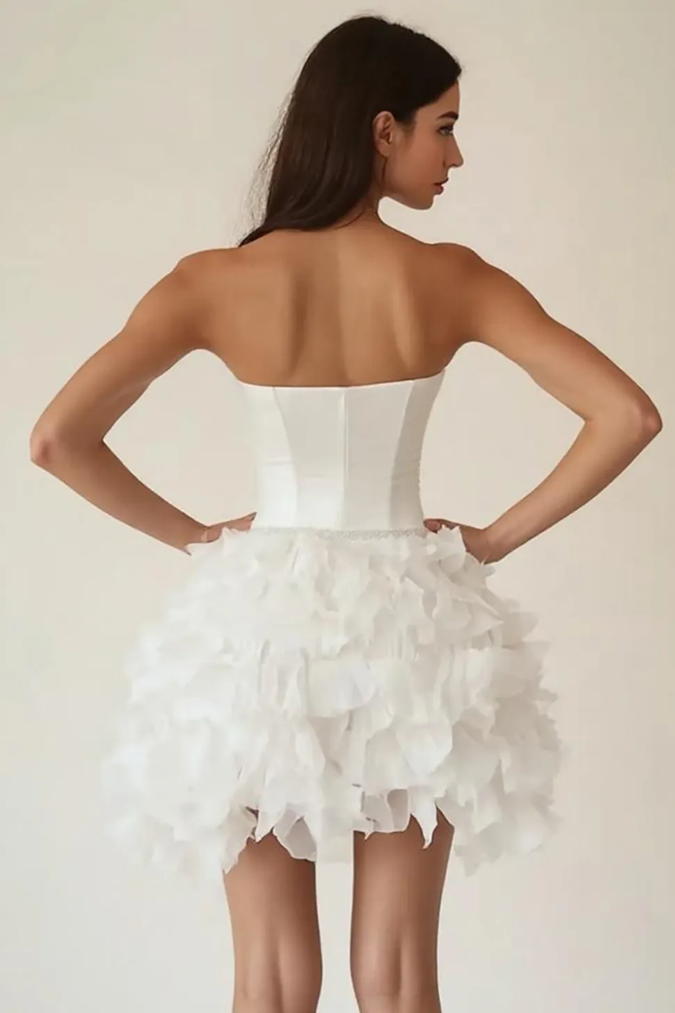 Decote Em Coração Linha-A Cetim Curto/Mini Vestidinho Branco