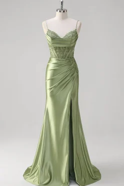 Decote em V Verde Trompete/sereia Espartilho Vestido De Baile