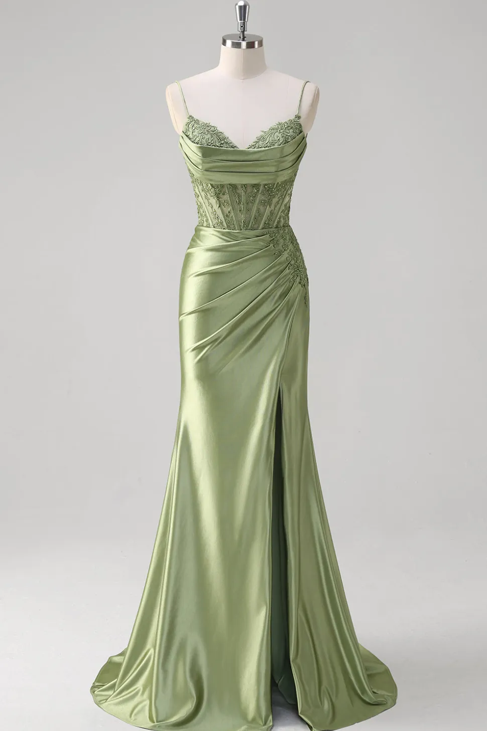 Decote em V Verde Trompete/sereia Espartilho Vestido De Baile