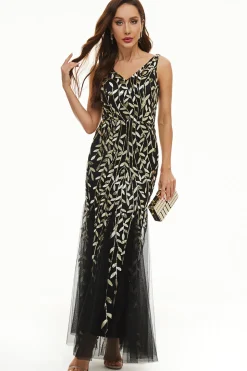 Deixa lantejoulas Tulle Longo vestido formal
