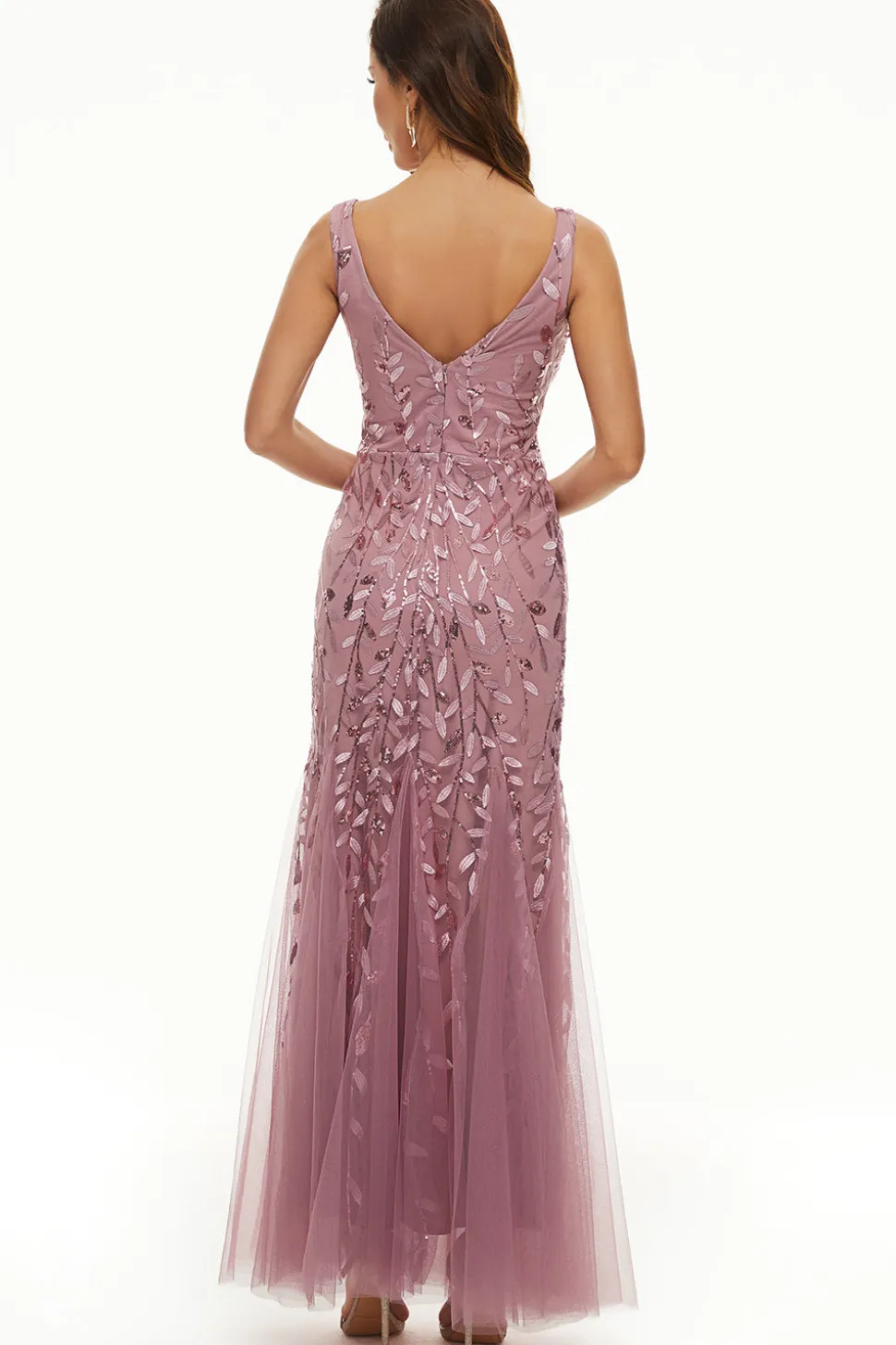 Deixa lantejoulas Tulle Longo vestido formal