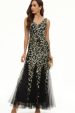 Deixa lantejoulas Tulle Longo vestido formal
