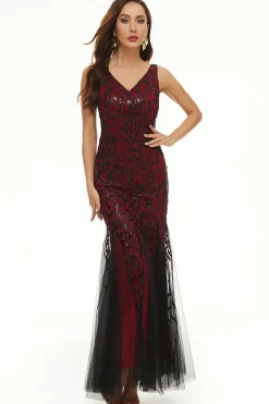Deixa lantejoulas Tulle Longo vestido formal