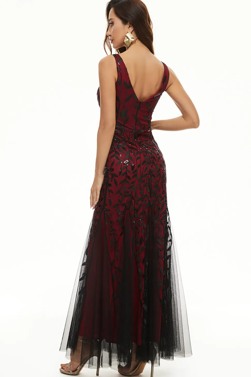 Deixa lantejoulas Tulle Longo vestido formal