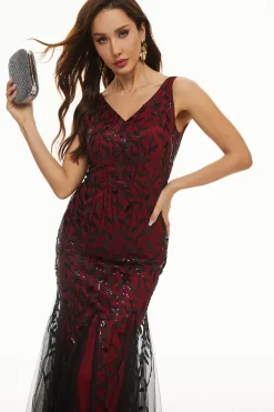 Deixa lantejoulas Tulle Longo vestido formal