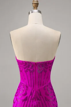 Direto Fuchsia Espartilho Bodycon Mini Vestido Cocktail