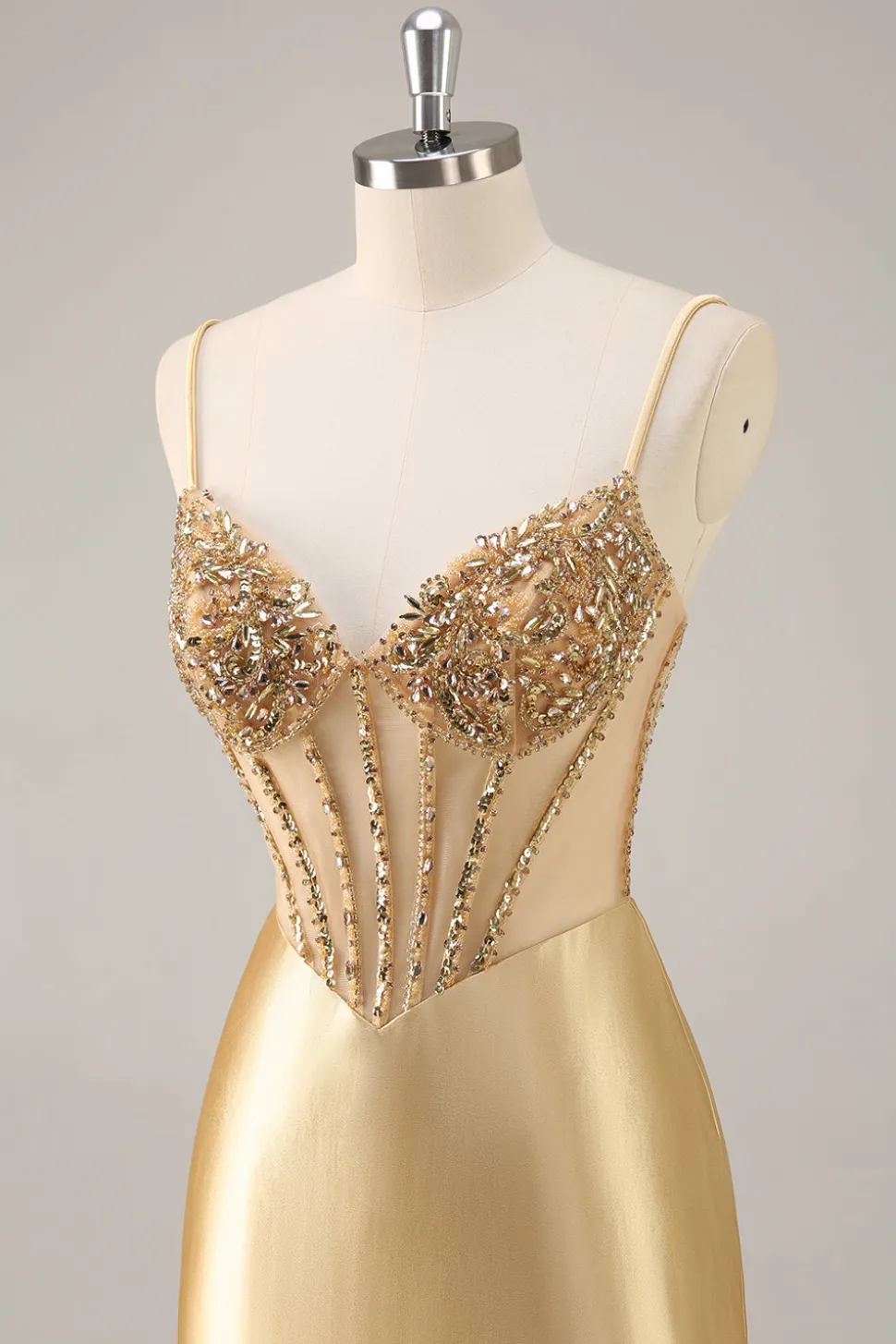 Dourado Brilhante Espartilho Bodycon Mini Vestido Cocktail