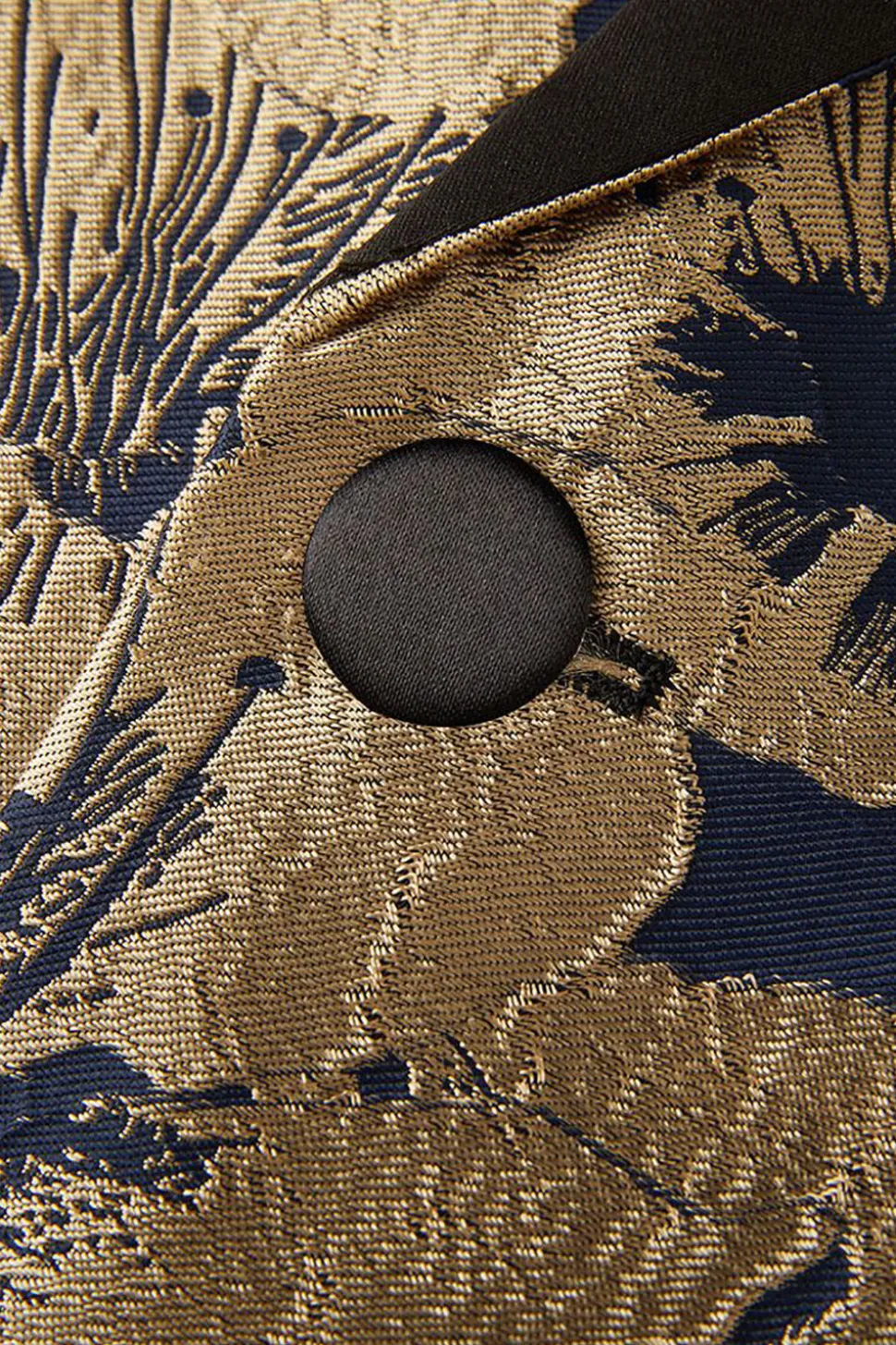 Dourado Jacquard Lapela de Pico Blazer Masculino