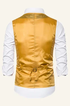 Dourado Lantejoulas Colete Masculino Com Gravata Borboleta