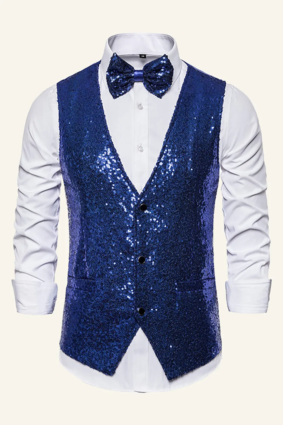 Dourado Lantejoulas Colete Masculino Com Gravata Borboleta