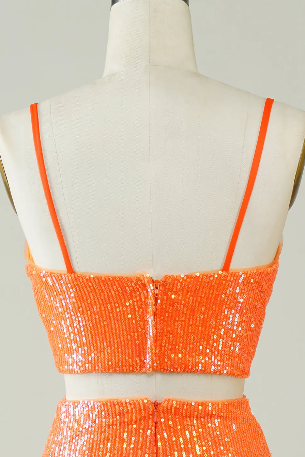 Duas peças laranja Sequins apertado Homecoming Dress