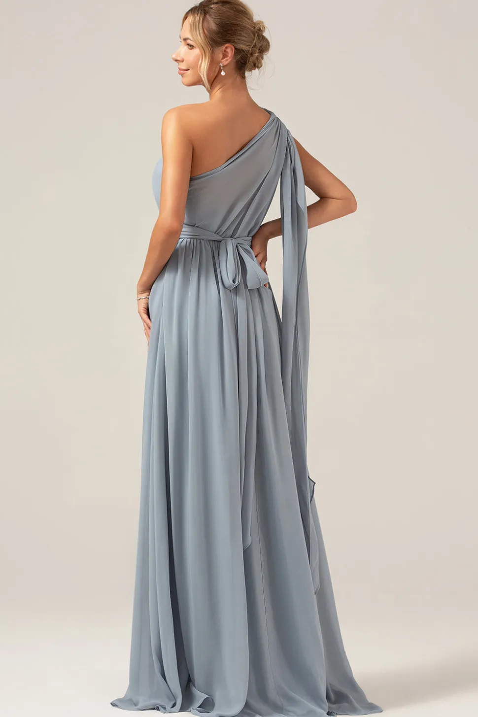 Dusty azul conversível Boho Chiffon longo vestido de dama de honra da maternidade