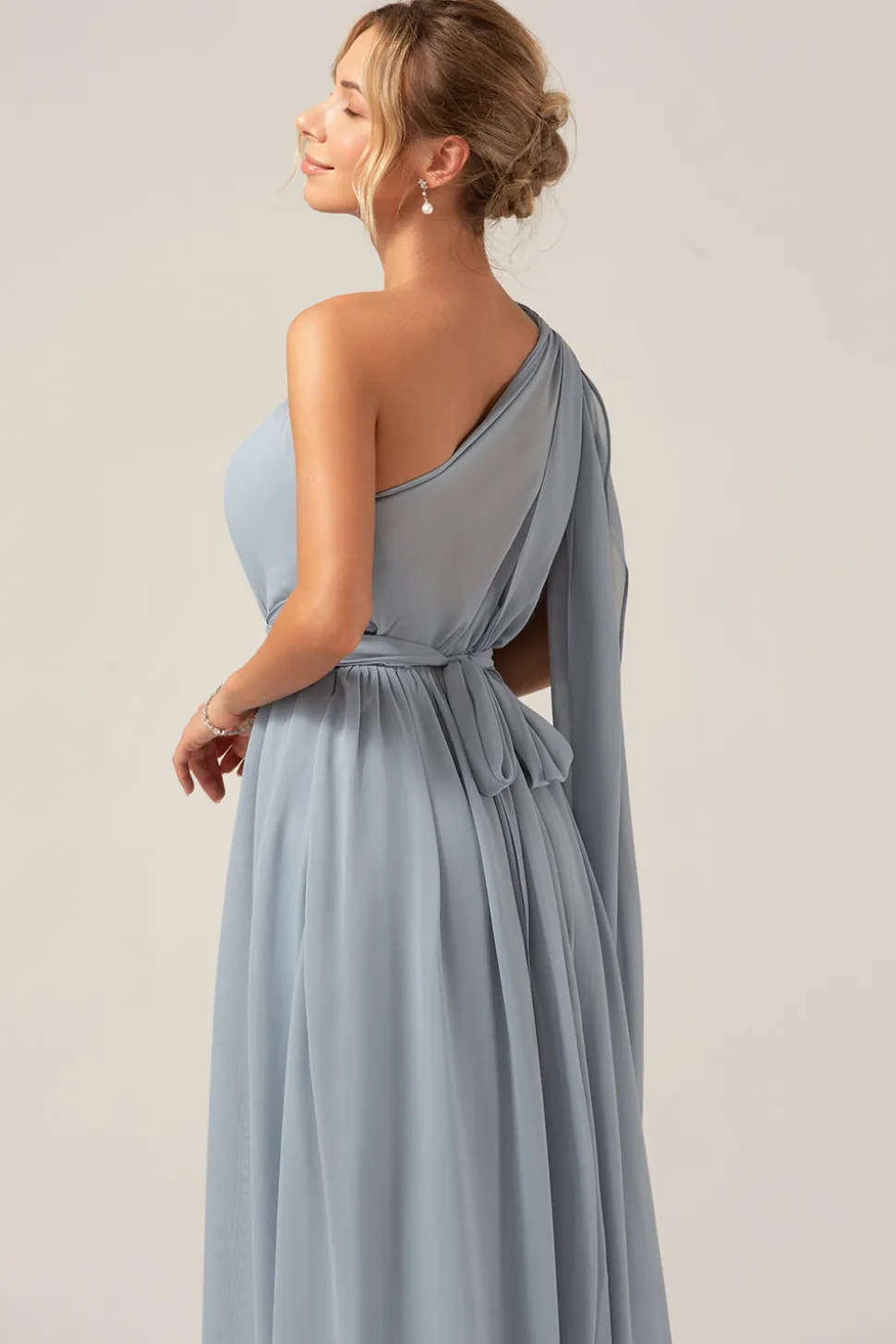 Dusty azul conversível Boho Chiffon longo vestido de dama de honra da maternidade