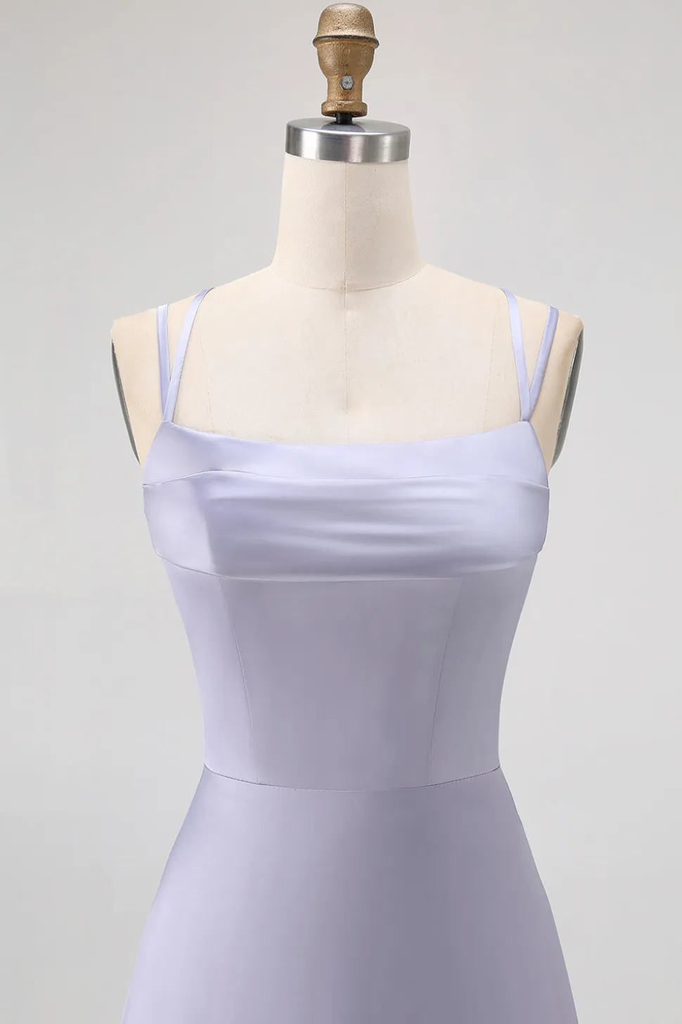 Dusty Blue A Line Long Bridesmaid Dress com renda-up Back