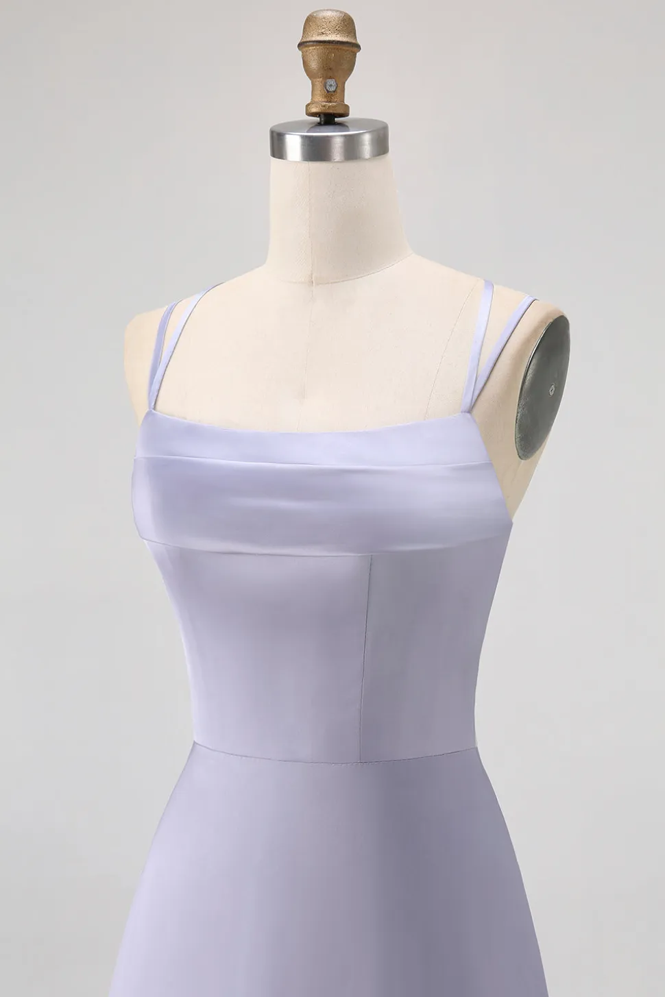 Dusty Blue A Line Long Bridesmaid Dress com renda-up Back
