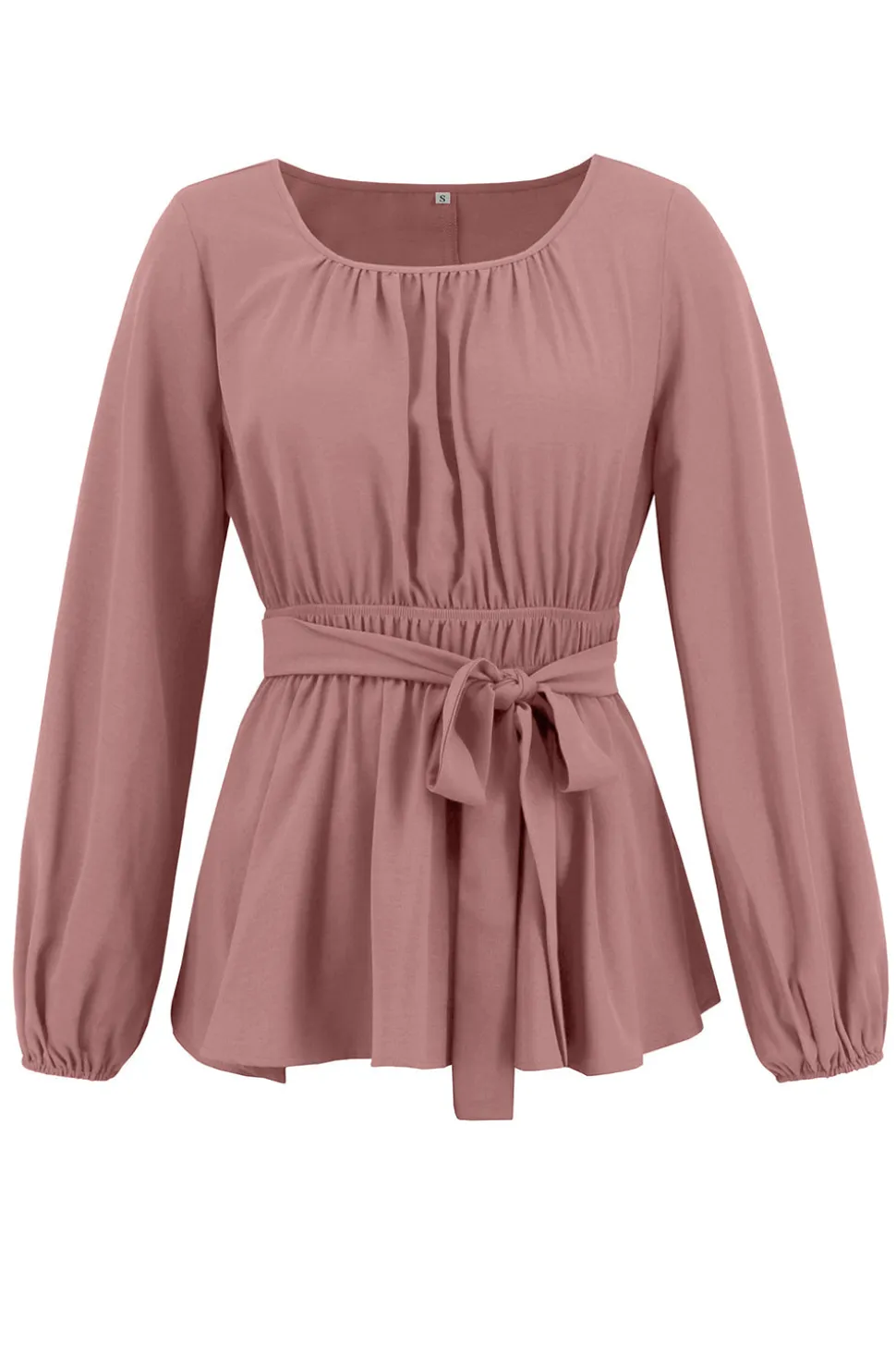 Dusty Rose A-Line Tiered Chiffon Vestido de festa longo com mangas compridas