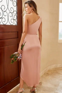 Dusty Rose One Ombro Vestido de dama de honra
