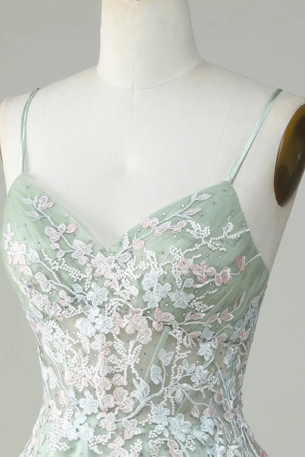 Dusty Sage Esparguete Correias Homecoming Vestido Com Criss Cross Back