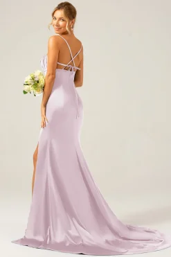 Dusty Sage Uma linha Cowl Neck Cetim Long vestido de dama de honra com pregas