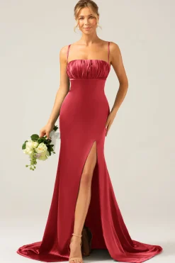 Dusty Sage Uma linha Cowl Neck Cetim Long vestido de dama de honra com pregas