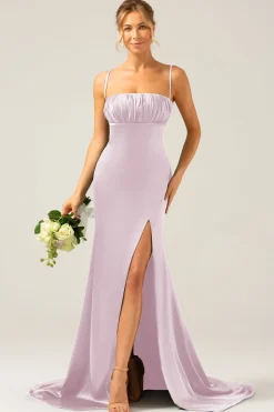 Dusty Sage Uma linha Cowl Neck Cetim Long vestido de dama de honra com pregas