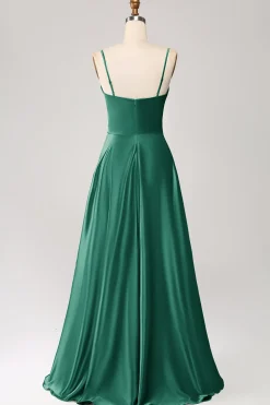 Dusty Sage Uma Linha Cowl Neck Cetim Long Prom Dress com pregas