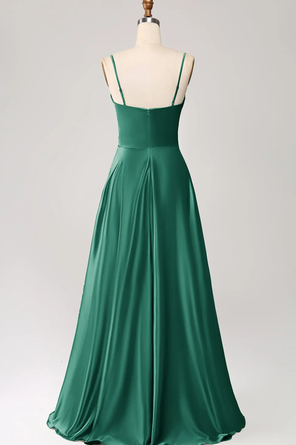 Dusty Sage Uma Linha Cowl Neck Cetim Long Prom Dress com pregas