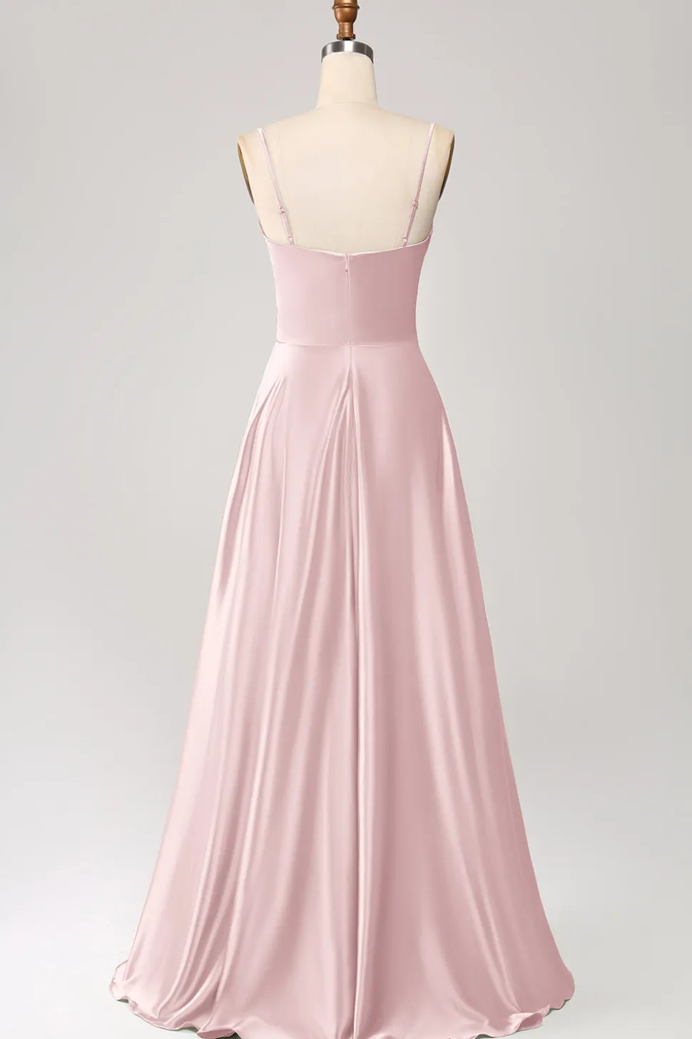Dusty Sage Uma Linha Cowl Neck Cetim Long Prom Dress com pregas