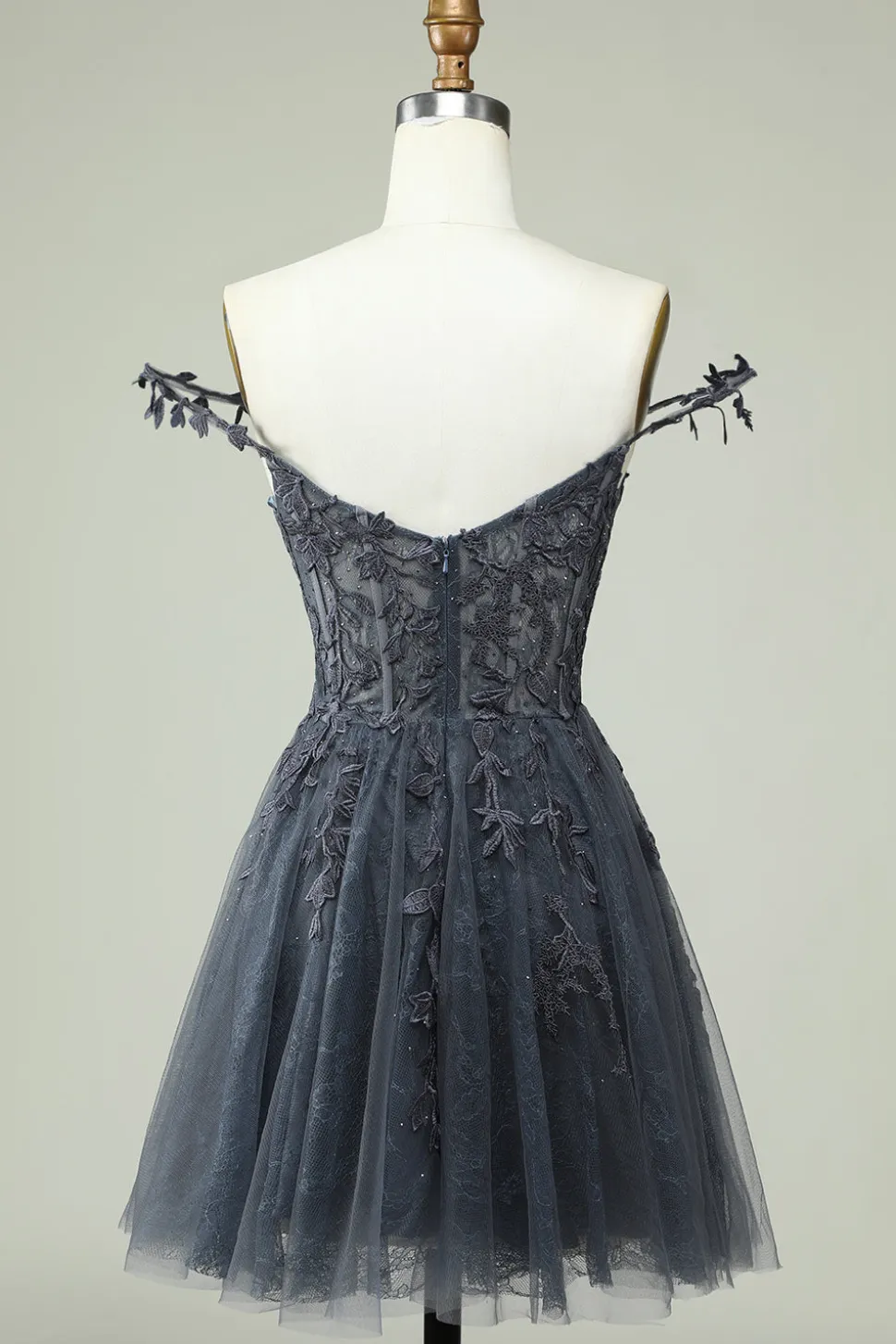 Elegante A Line Spaghetti Straps Rosa Short Homecoming Dress com Appliques