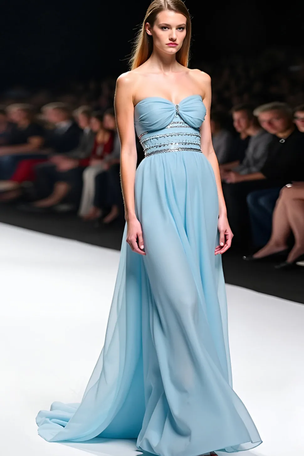 Elegante A Line Sweetheart Ruched Vestido de Gala Azul Cinza