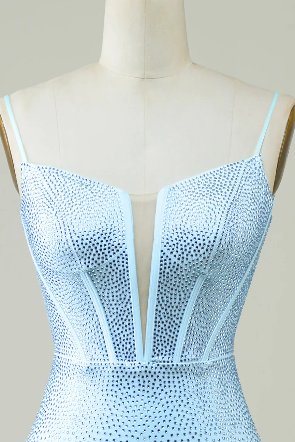 Elegante bainha espaguete alças azul curto homecoming vestido com frisos