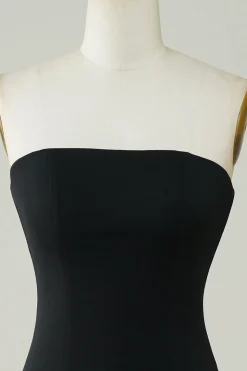 Elegante bainha sem alças preto curto homecoming vestido com Tassel