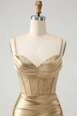 Elegante Bodycon Esparguete Correias Corset Cetim Vermelho Homecoming Dress com Fenda