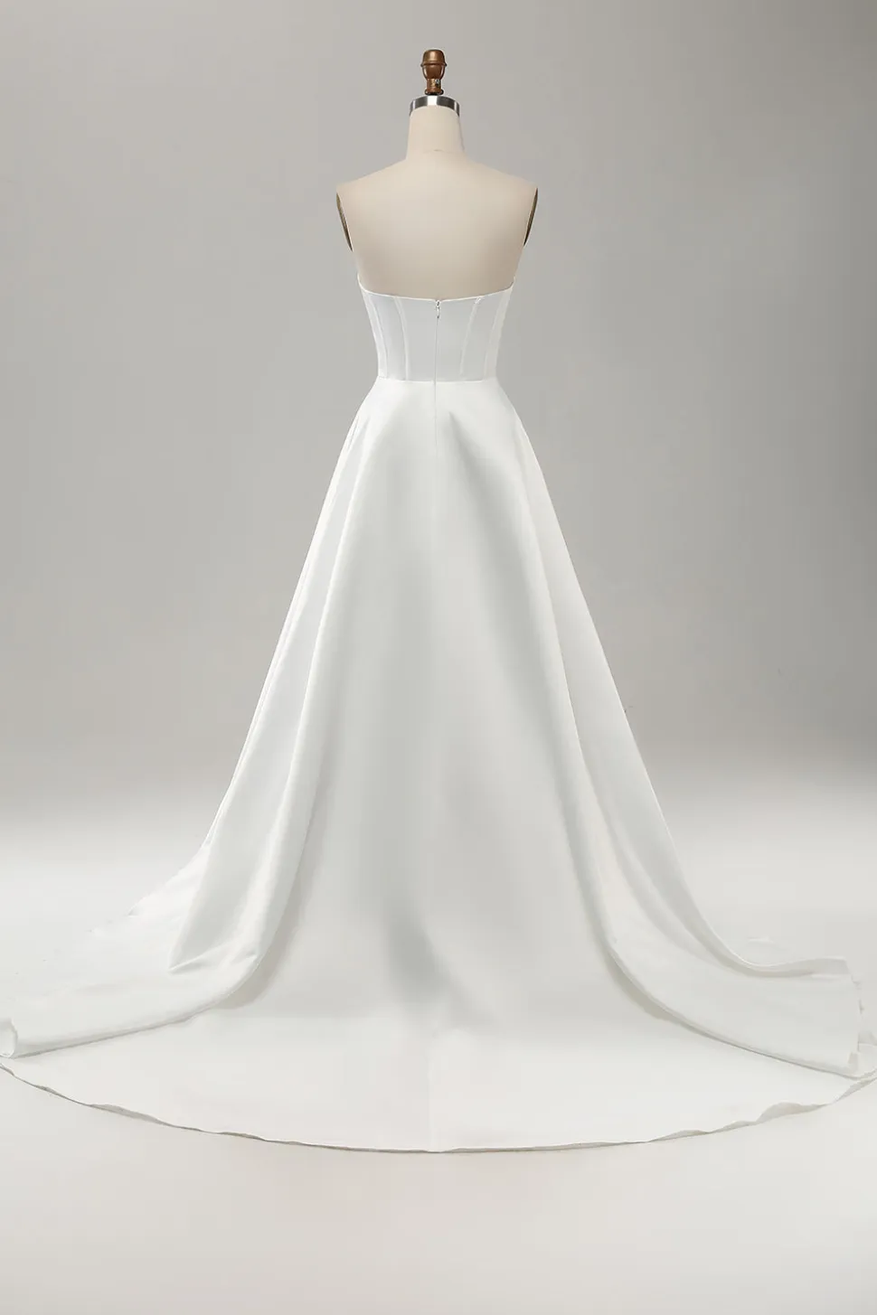 Elegante branco uma linha sem alças plissado varredura trem vestido de noiva com split
