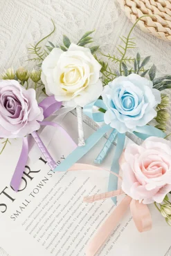 Elegante Corsage de pulso de baile de pérola azul para festa de casamento