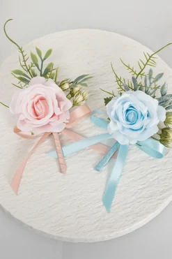 Elegante Corsage de pulso de baile de pérola azul para festa de casamento