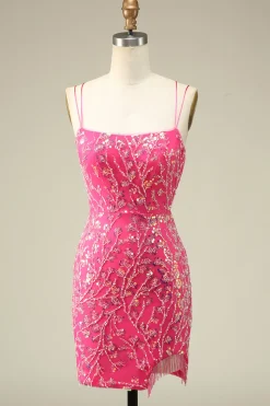 Elegante Corset Back Bodycon Homecoming Vestido Com Tassel