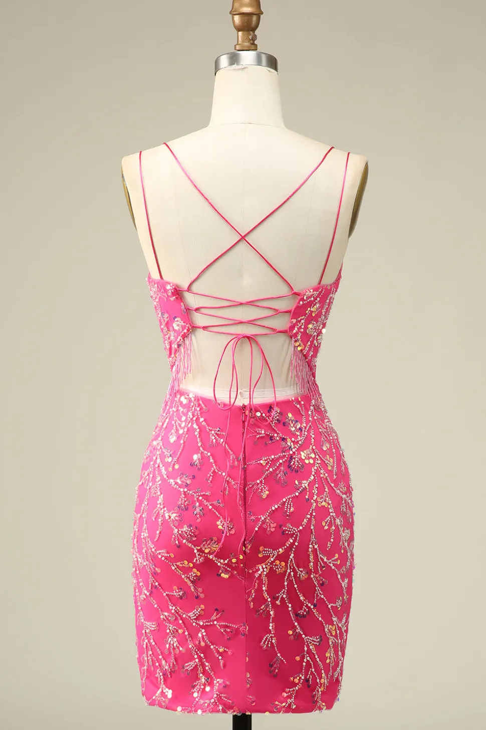 Elegante Corset Back Bodycon Homecoming Vestido Com Tassel