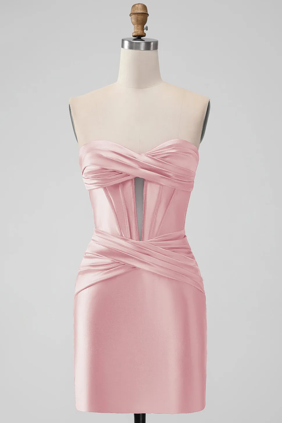 Elegante Fuchsia Bodycon Querida Cetim Corset Short Homecoming Dress