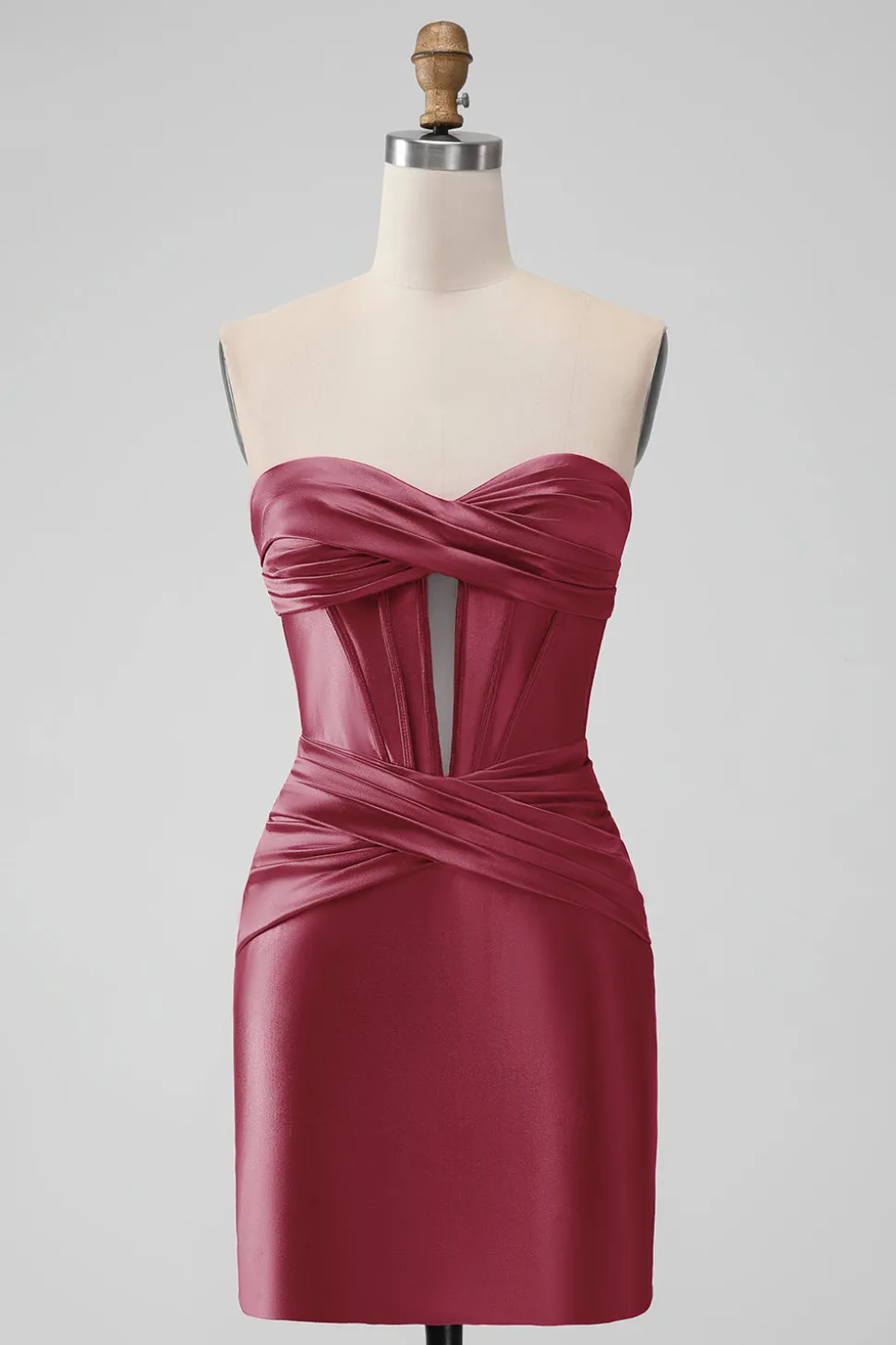 Elegante Fuchsia Bodycon Querida Cetim Corset Short Homecoming Dress
