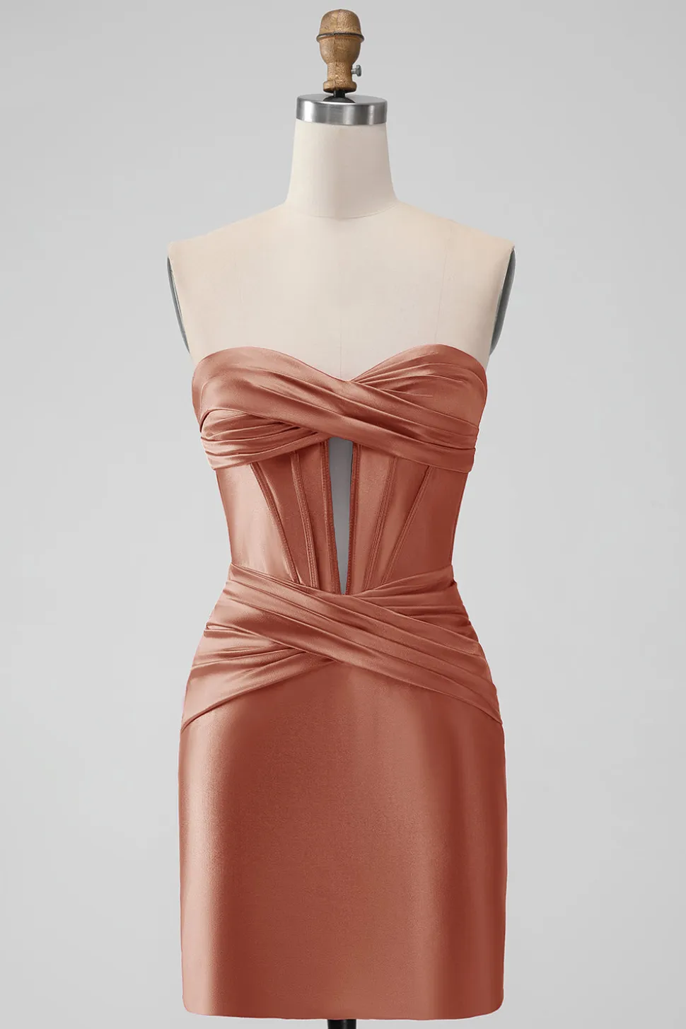 Elegante Fuchsia Bodycon Querida Cetim Corset Short Homecoming Dress