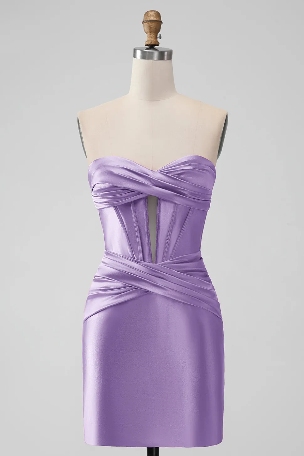 Elegante Fuchsia Bodycon Querida Cetim Corset Short Homecoming Dress